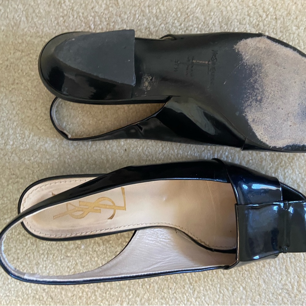 Yves Saint Laurent Black Patent sling back 1.5 inch heels, square toe si… - Picture 6 of 10